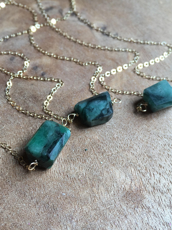 Emerald Pendant Necklace - 14K Gold Filled or Sterling Silver Chain - Elegant Jewelry Gift for Women - Perfect for Weddings, Anniversaries & Special Occasions