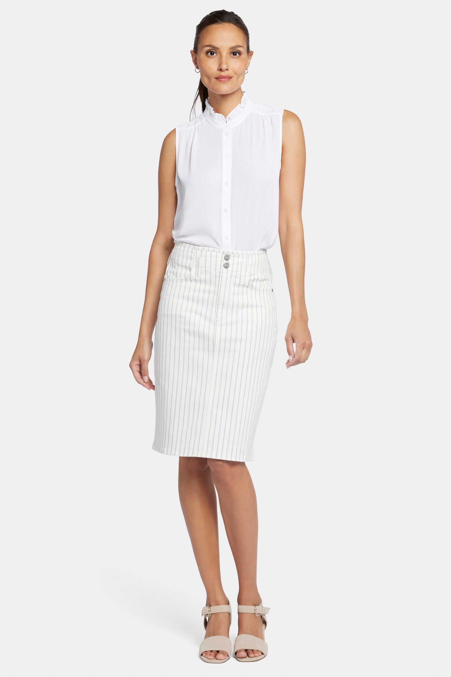 Petite High Waist Skirt with Beach Cruise Stripes - Flirty Summer Skirt for Vacations, Beach Outings & Casual Wear