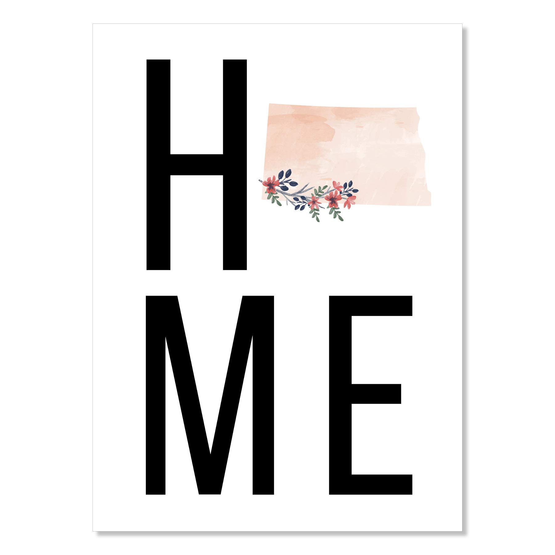 North Dakota State Floral Watercolor Print - Home Decor Wall Art - Perfect for Living Room, Bedroom & Office Decoration