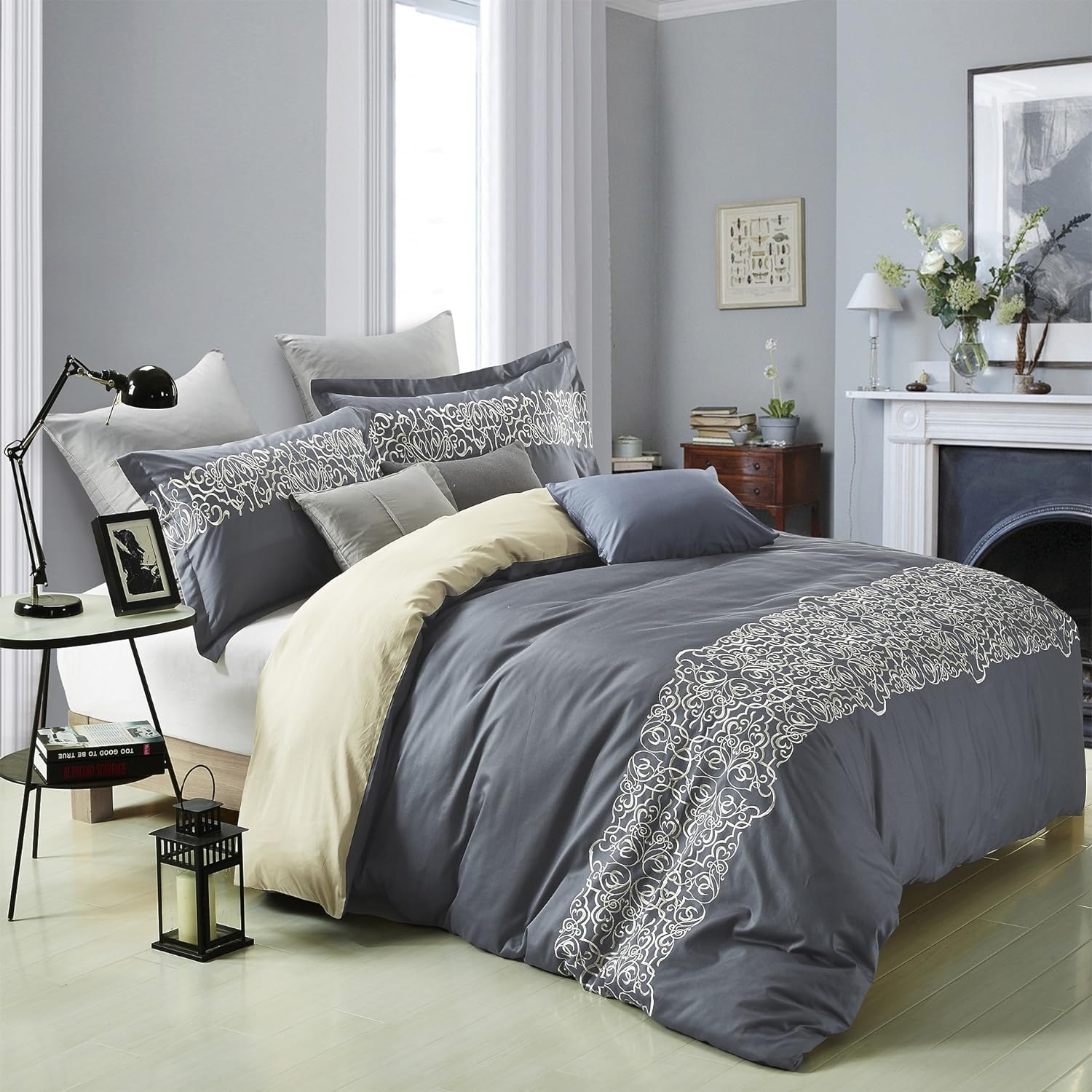 Premium Harrison Cotton 300 Thread Count Duvet Cover Set - Soft & Breathable Bedding for All Seasons | Perfect for Master Bedroom, Guest Room & Vacation Homes