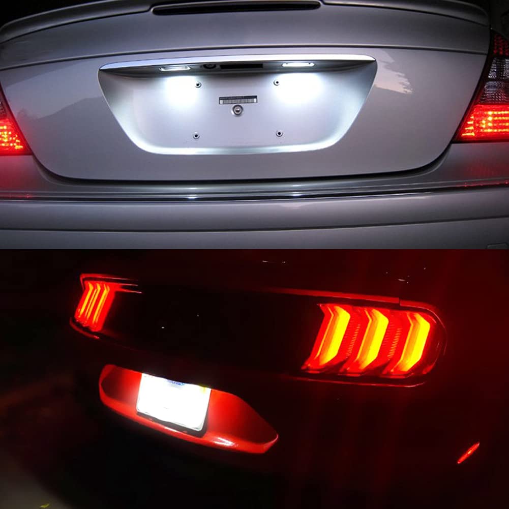 2Pcs LED License Plate Lights for Ford Mustang 2015-2019 - Super Bright SMD Xenon White LED Bulbs, Error Free, Easy Installation - Perfect for Night Driving & Enhanced Vehicle Appearance