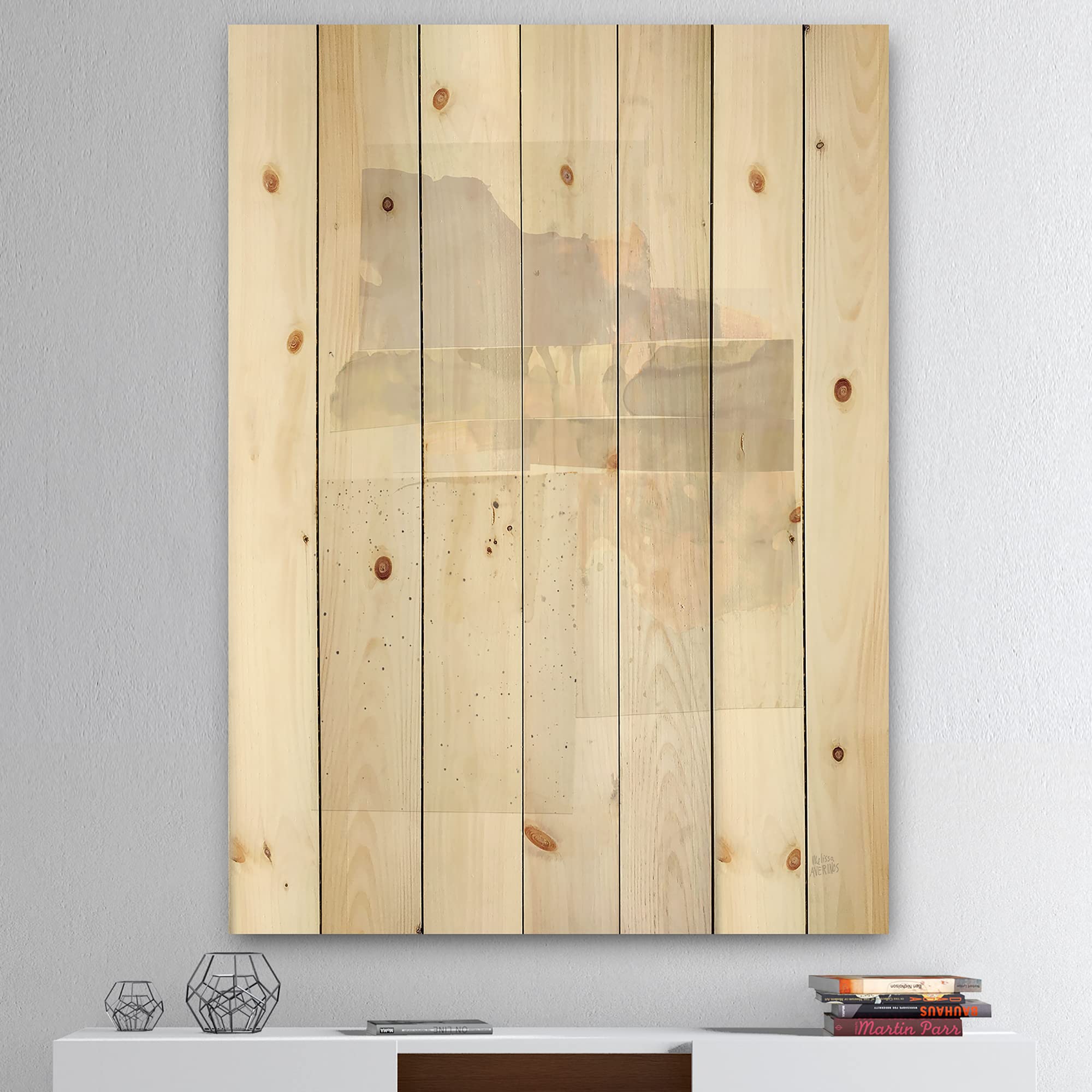 DesignQ Geometric Neutral Form III Shabby Chic Wood Wall Decor - Brown Abstract Wood Wall Art, Large Natural Pine Wood Panel for Living Room, Bedroom & Office Decor