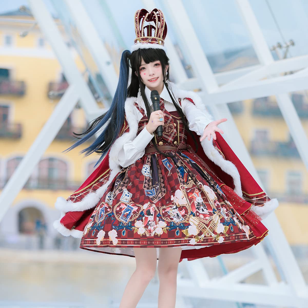 Mingyuezai Women's Gothic Dress Set - Cute Printed Princess Costume for Halloween Party (3-Piece) | Elegant Gothic Lolita Fashion for Cosplay, Themed Parties & Special Occasions