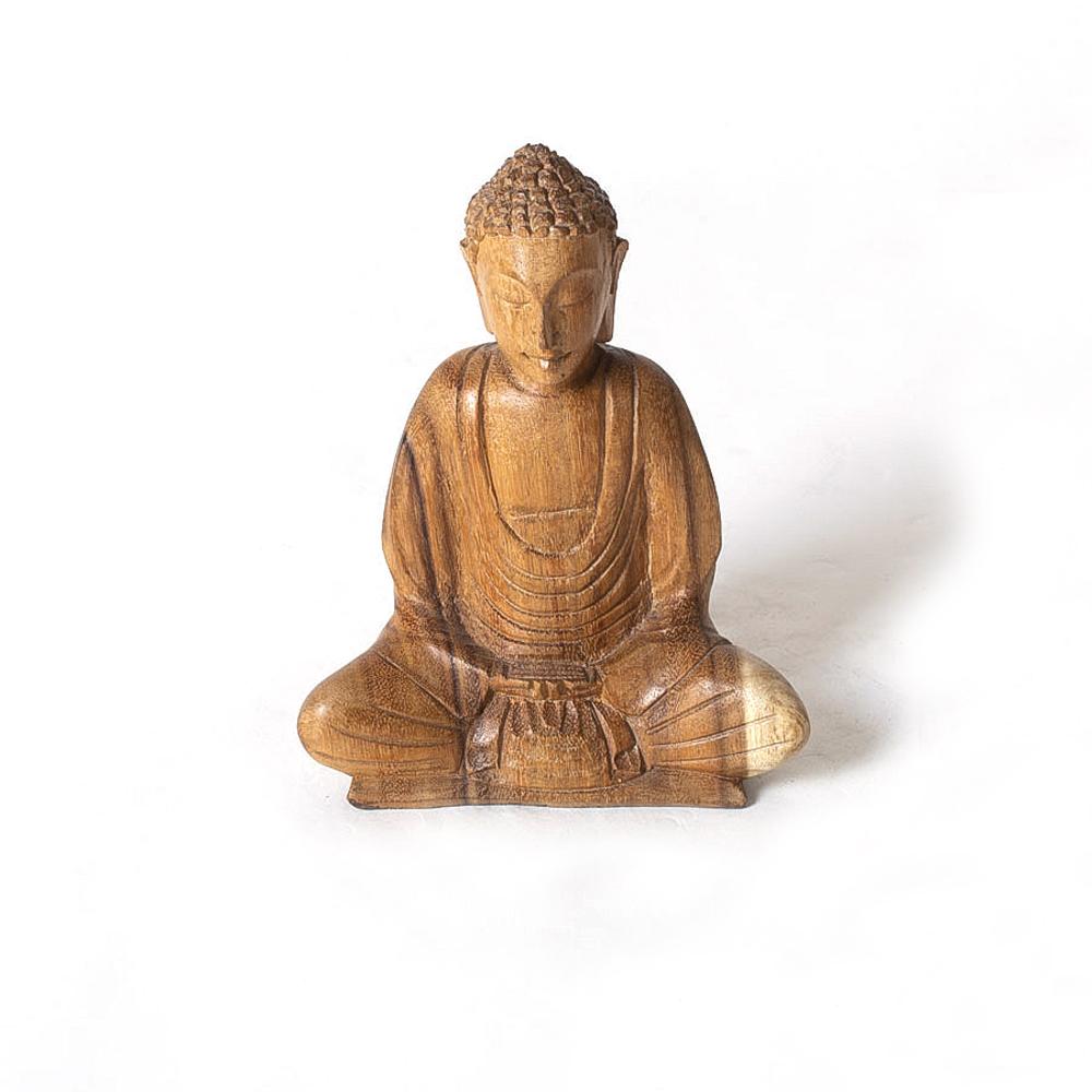 Hand Carved Wooden Meditating Buddha Statue - 8 Inch Spiritual Decor for Home, Yoga Studio & Meditation Space - Exquisite Asian Home Decor Gift