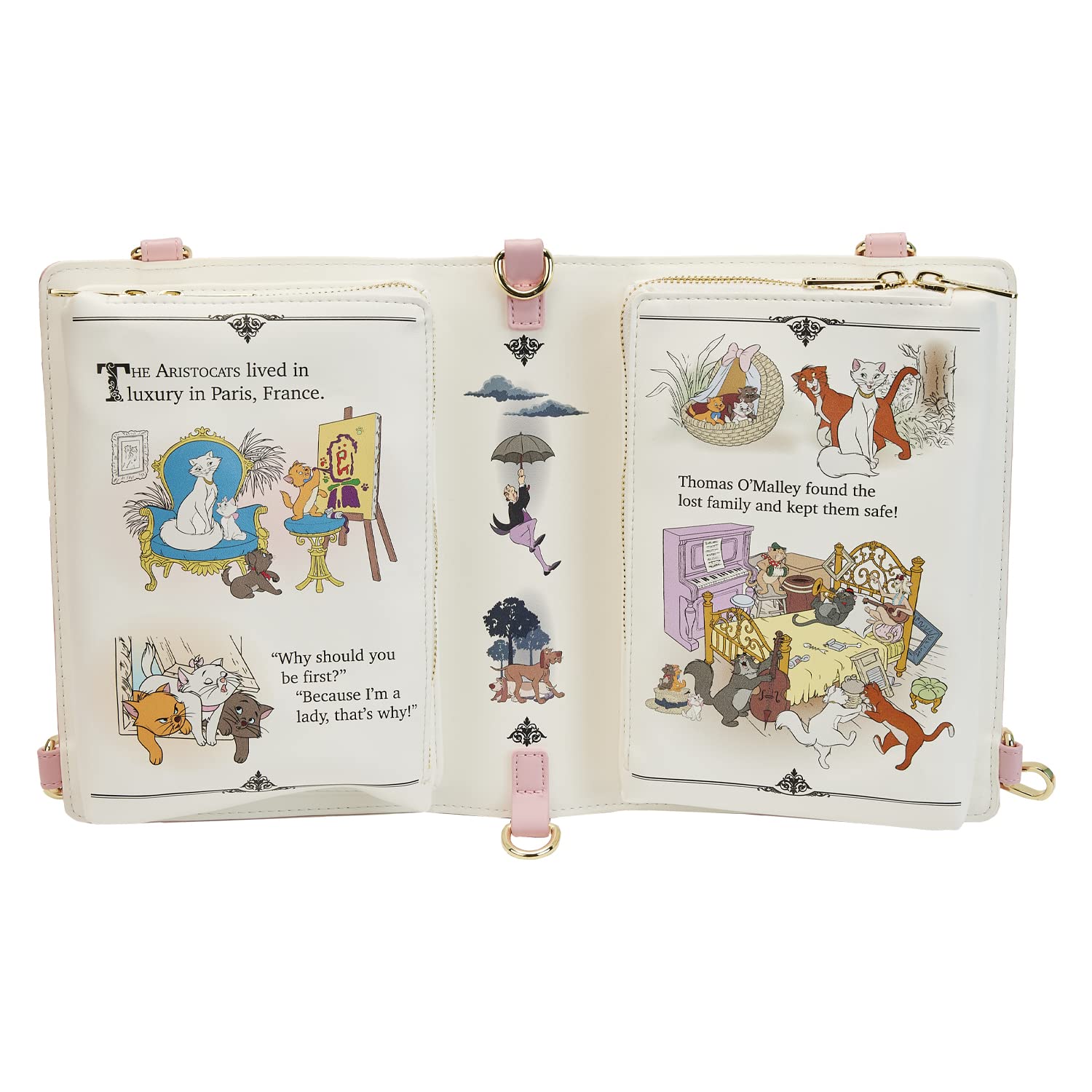 Loungefly Disney The Aristocats Book Convertible Crossbody Bag - Cute Cartoon Cat Purse for Women | Perfect for Disney Fans, Cosplay, and Everyday Use