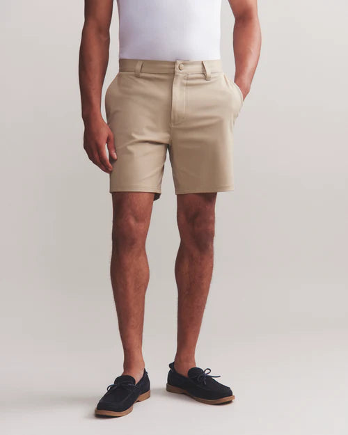 Rhone Men's 7 Inch Commuter Shorts - Quick-Dry, Stretchable & Breathable Active Shorts for Running, Gym & Travel | Khaki Color