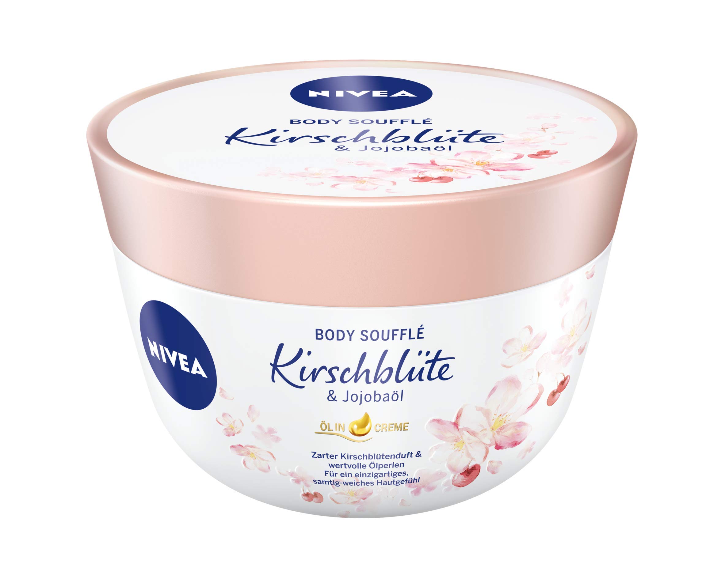 NIVEA Body Soufflé Cherry Blossom & Jojoba Oil - 24H Moisturizing Lotion for Dry & Very Dry Skin (200ml) | Hydrating Body Care for Daily Use, After Shower & Winter Skin Relief