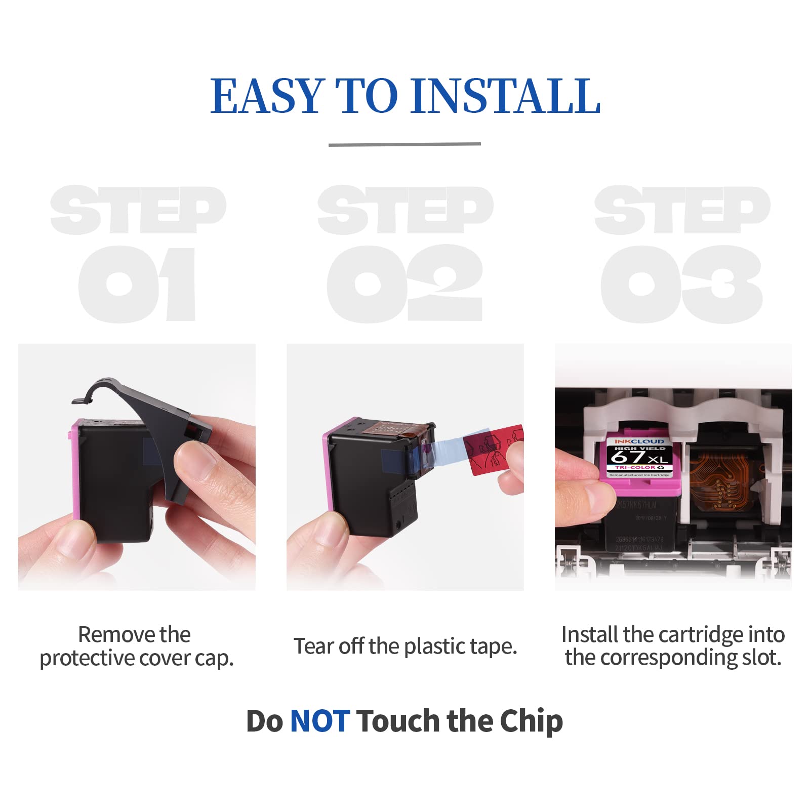 INKCLOUD Remanufactured Ink Cartridges Replacement for HP 67XL (2-Pack: 1 Black & 1 Tri-Color) - Compatible with HP Envy 2700/2755/4100/4155/6000/6055/6400/6455/6458 Series Printers - Perfect for Home Office Printing, School Projects & Small Business Documents