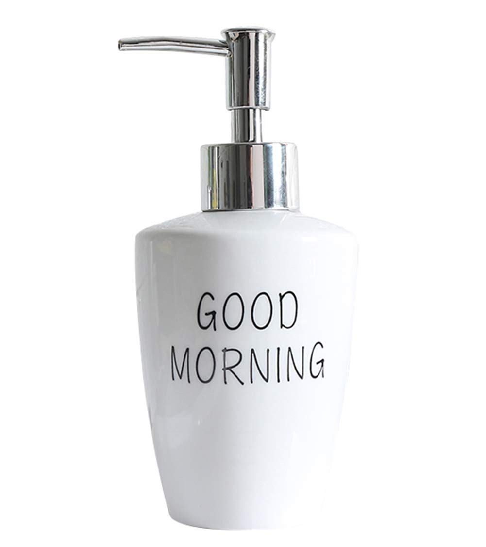 White Ceramic Dish Soap Dispenser Pump Bottle for Kitchen & Bathroom - Perfect for Sink Countertop, Dishwashing Liquid Storage & Hand Soap Dispenser