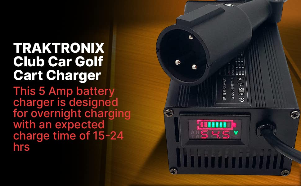 Club Car 48 Volt Golf Cart Battery Charger with LCD Display - Fast Charging for Club Car Precedent, Onward & Tempo Models - Perfect for Golf Courses, Resorts & Gated Communities