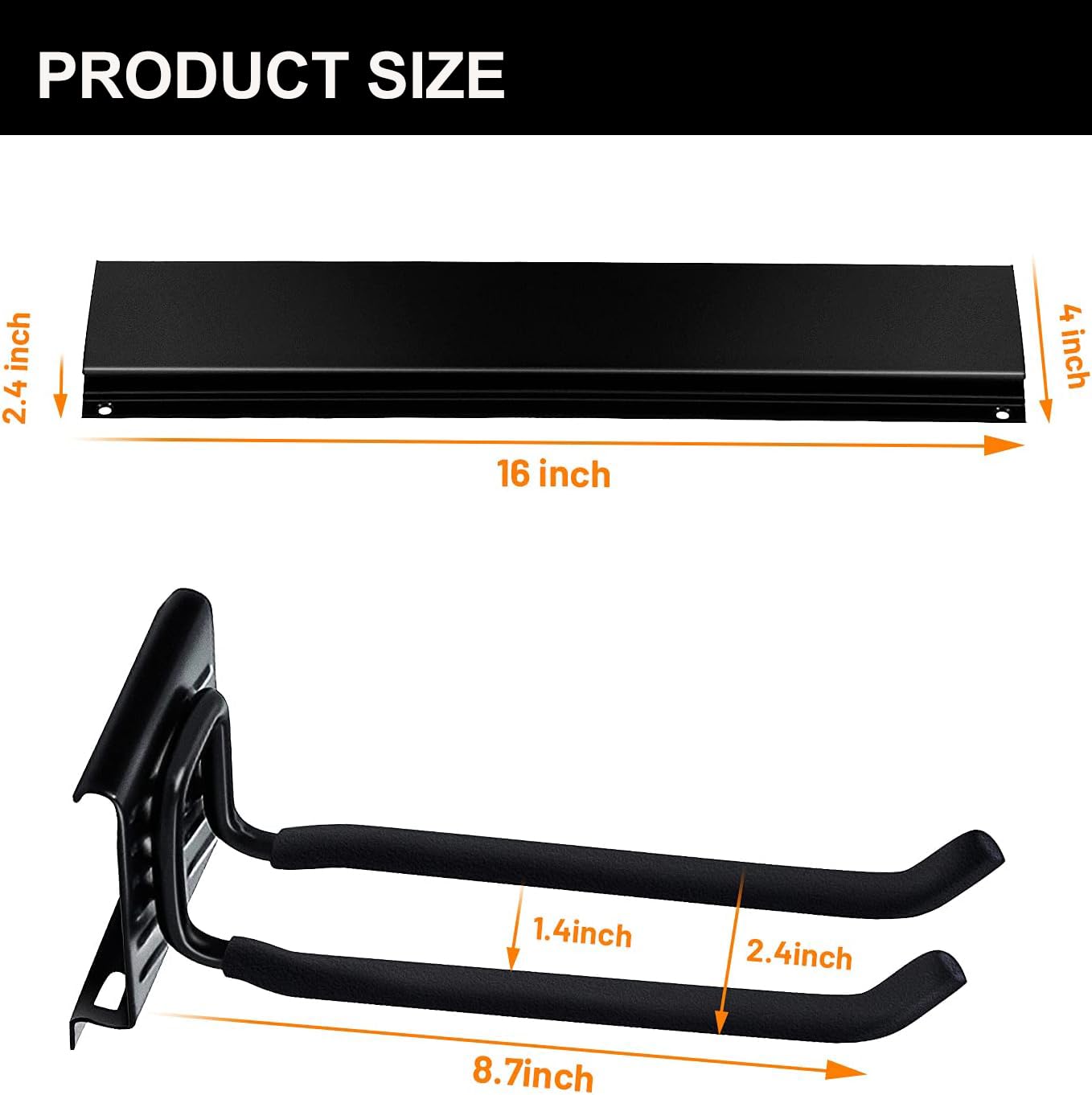 Wallmaster Heavy Duty Garage Storage Wall Mount Organizer - 12 Adjustable Hooks, 96-Inch Track, 900lb Capacity - Perfect for Garage, Shed & Workshop Tool Organization (Folding Chair Hangers Included)