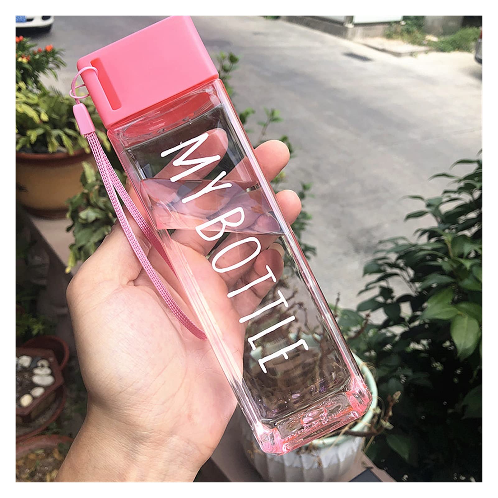 500ml Matte Plastic Water Bottle - Square Transparent Sports Cup for Outdoor & Gym
