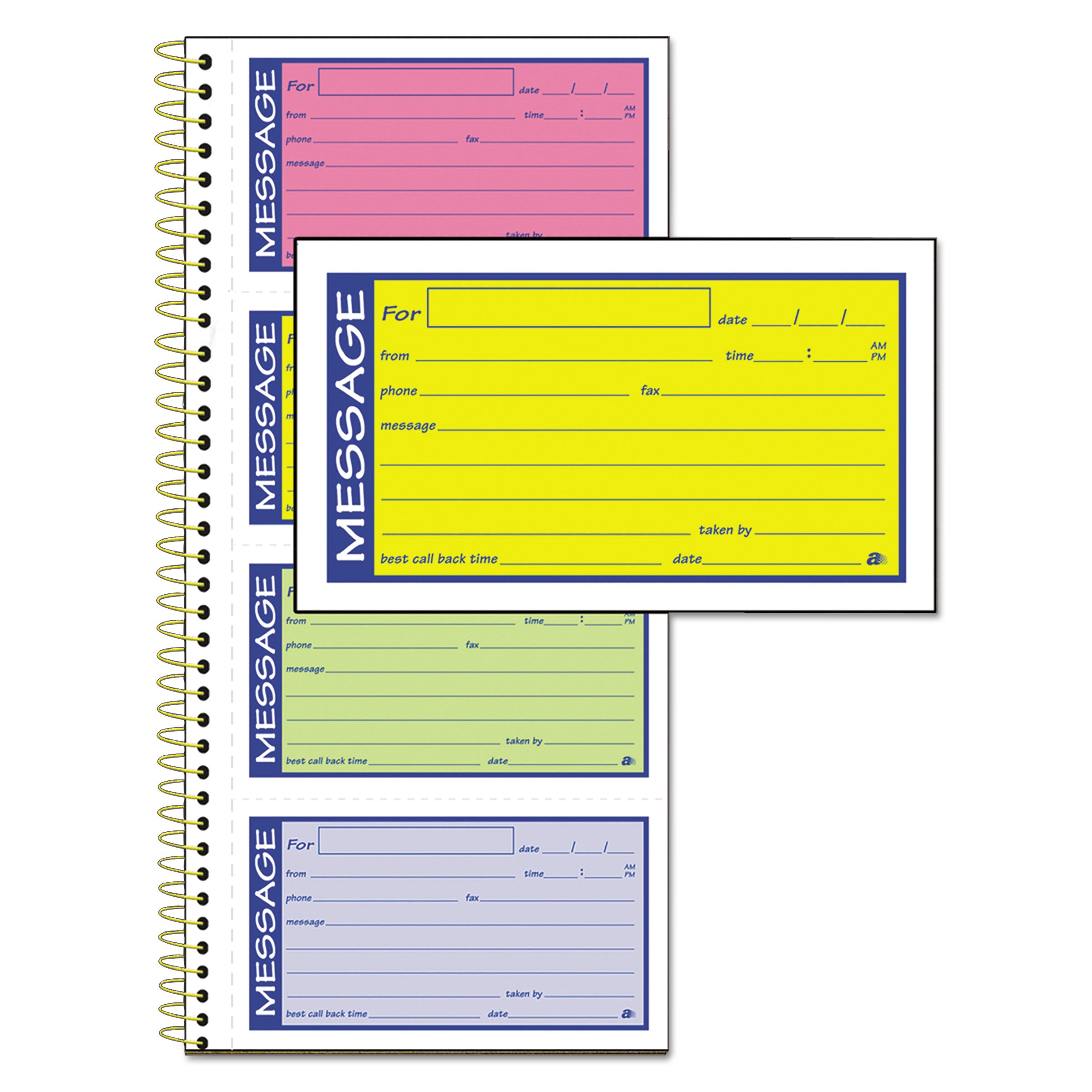 Adams® Wirebound Telephone Message Book - 2-Part Carbonless, 4.75