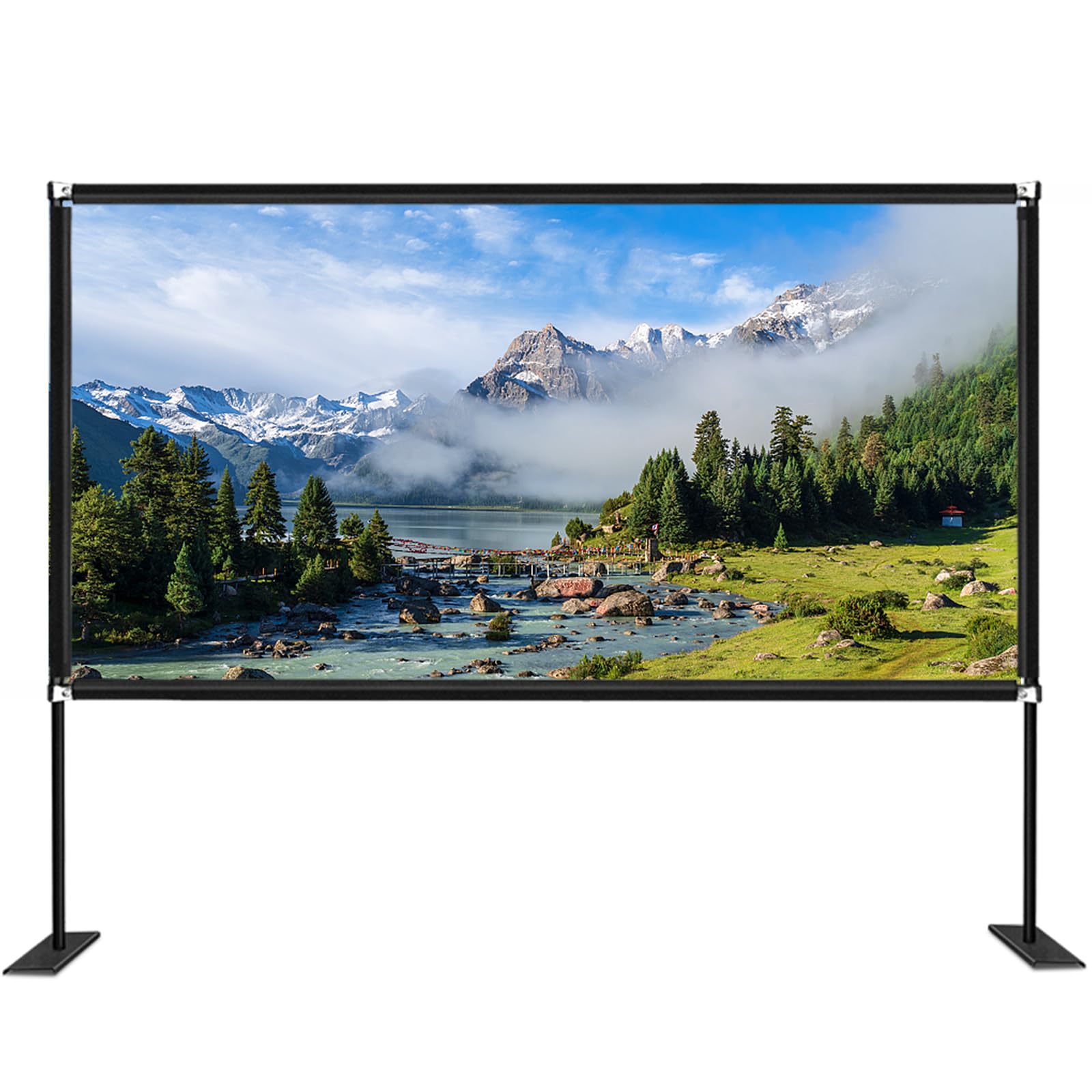 VEVOR 180-Inch Portable Projector Screen with Stand - 16:9 HD 4K Wide Angle Outdoor Movie Screen, Easy Assembly & Storage Bag - Perfect for Backyard Movie Nights, Home Theater, and Outdoor Events