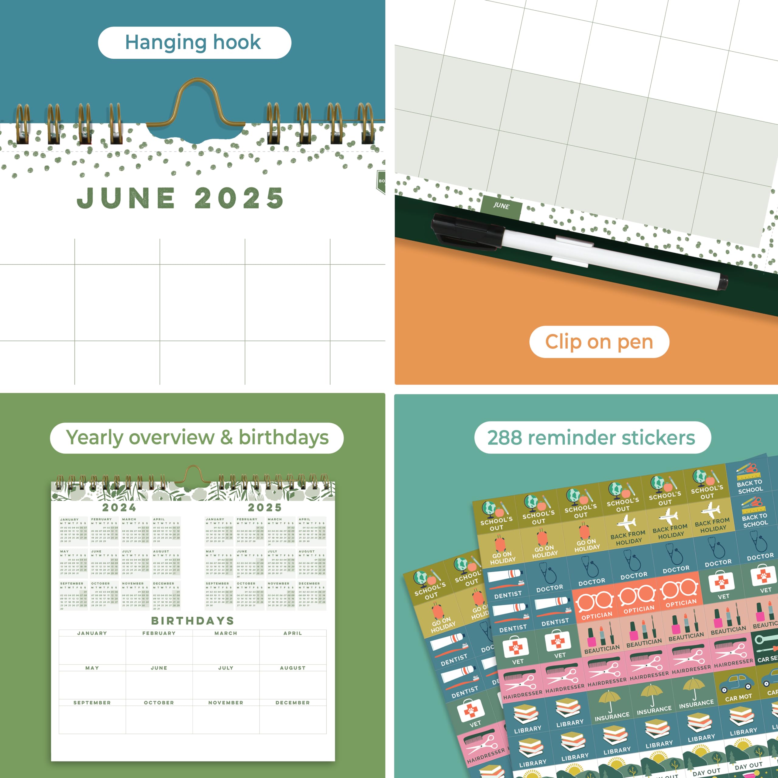 Boxclever Press 2024-2025 Family Weekly Planner Wall Calendar | 6-Column Organizer with Lists, Pocket & Stickers | August 2024-December 2025 | Perfect for Home, Office & School Planning