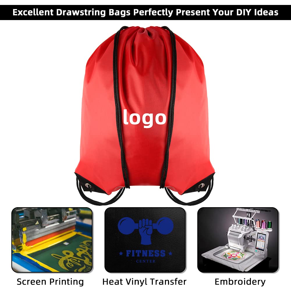 GoodtoU 16-Piece Bulk Drawstring Backpacks - Red String Bags for Party Favors, School, Gym & Travel | Lightweight & Durable Backpack for Adults & Teens