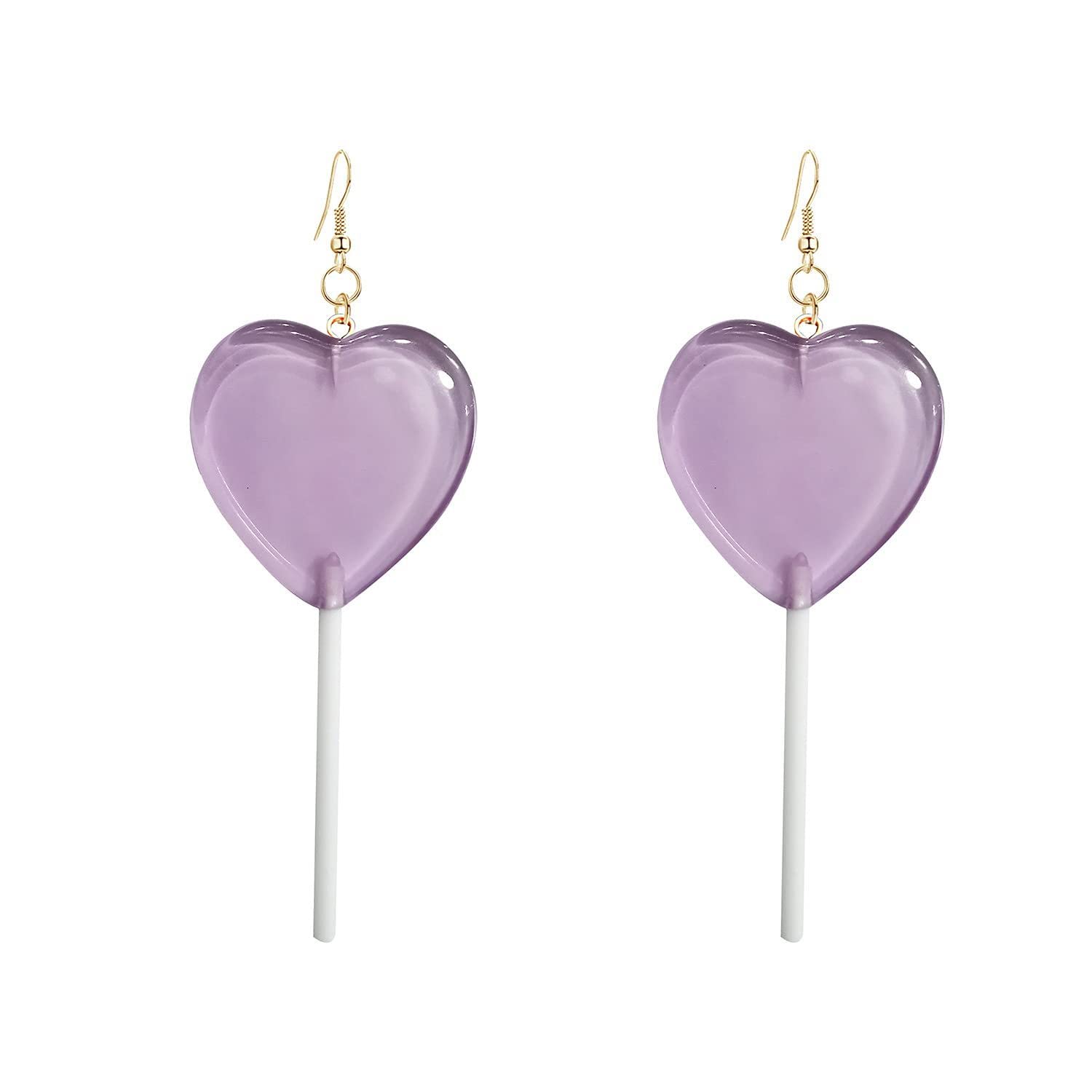 Vintage Heart Lollipop Earrings - Cute Resin Candy Dangle Earrings for Women, 80s 90s Retro Style Valentine's Day Gift - Perfect for Parties, Date Nights & Nostalgic Fashion