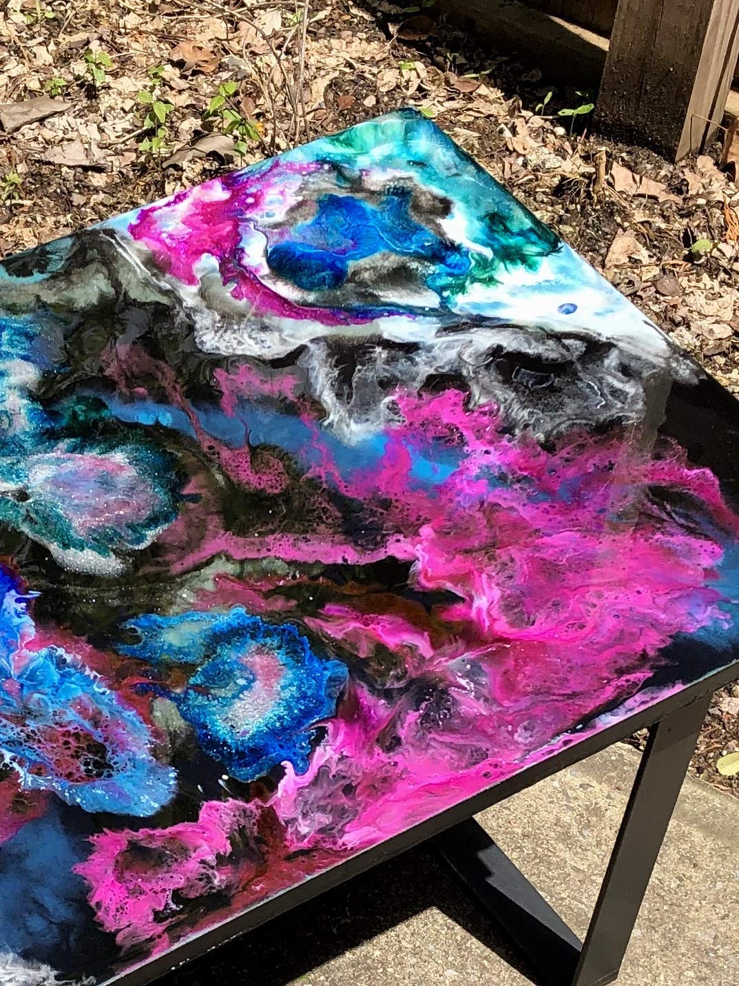Handmade Recycled Coffee Table - Functional Abstract Art Painting Furniture for Living Room, Patio & Outdoor Decor | Unique Statement Piece for Home & Garden
