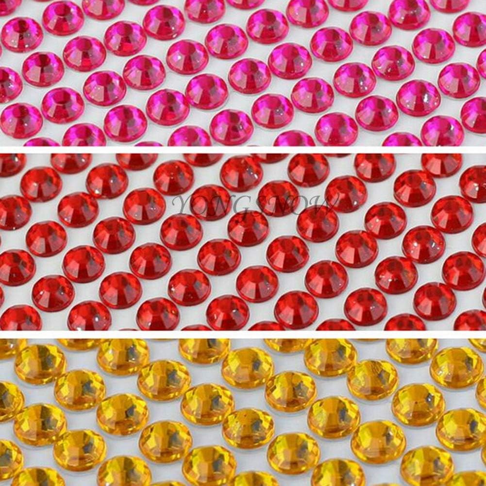 646PCS 6mm Rhinestone Stickers for Scrapbooking, Body & Face Makeup, DIY Crafts - Self-Adhesive Gems & Jewels Decals (Gold R03) - Perfect for Nail Art, Costume Design, and Home Decor