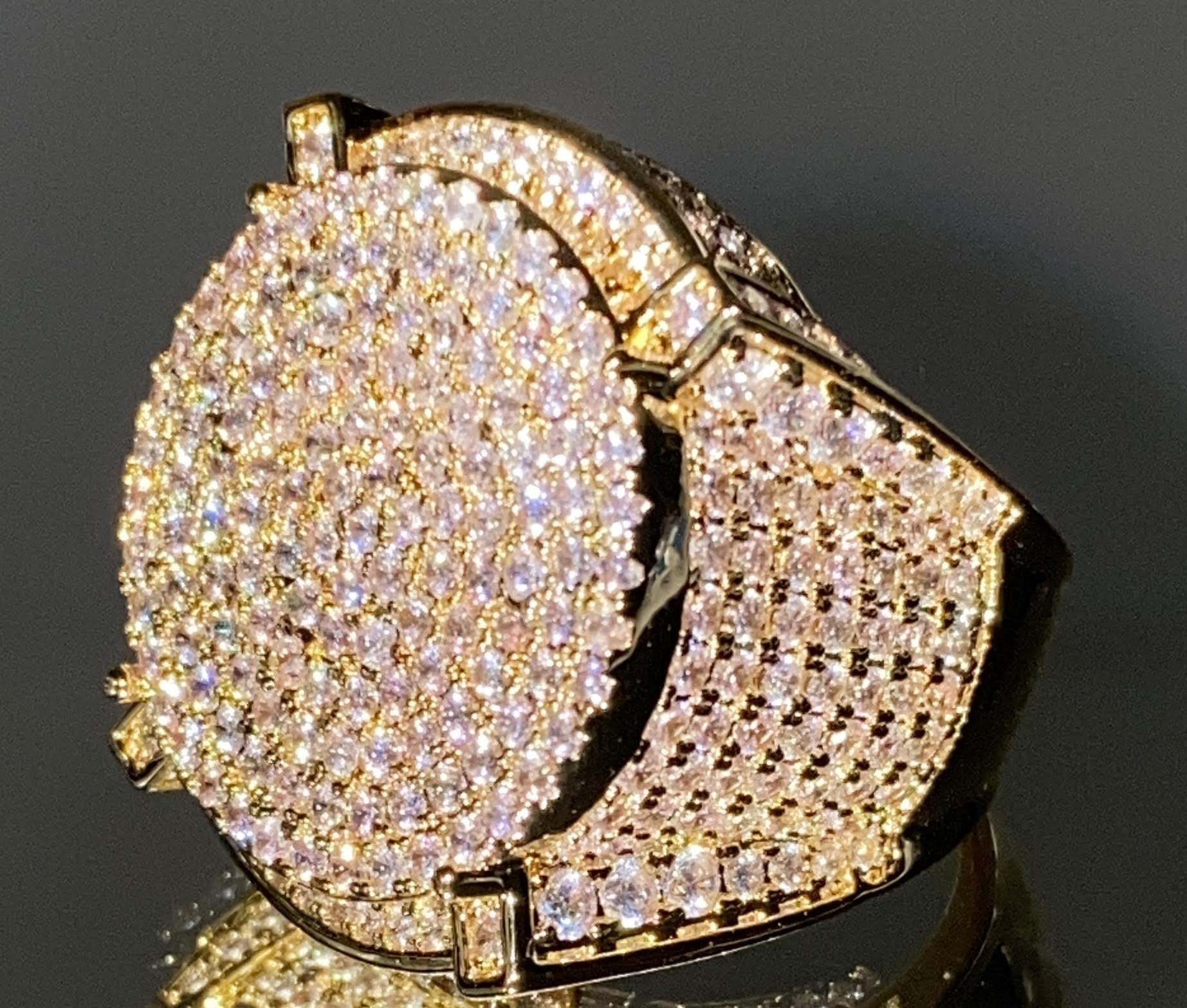 14K Gold Plated Cubic Zirconia Iced Out Men's Pinky Ring - Hip Hop Jewelry, Wedding Band, Promise Ring, Engagement Ring for Him | Perfect Gift for Anniversary, Valentine's Day & Special Occasions