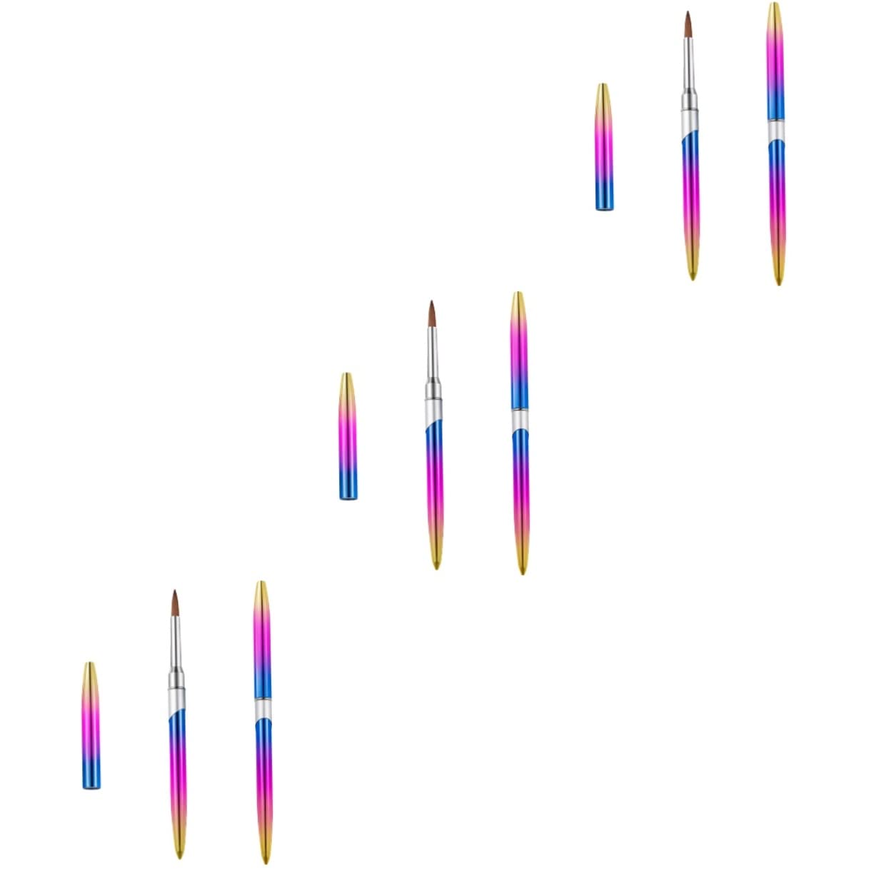 minkissy 6 Pcs Nail Carving Pen Set - Professional Nail Art Drawing Brushes for DIY Manicure, Smudger & Painting Tools with Aluminum Tubes (Colorful) - Perfect for Salon, Home Nail Design & Gel Polish Art
