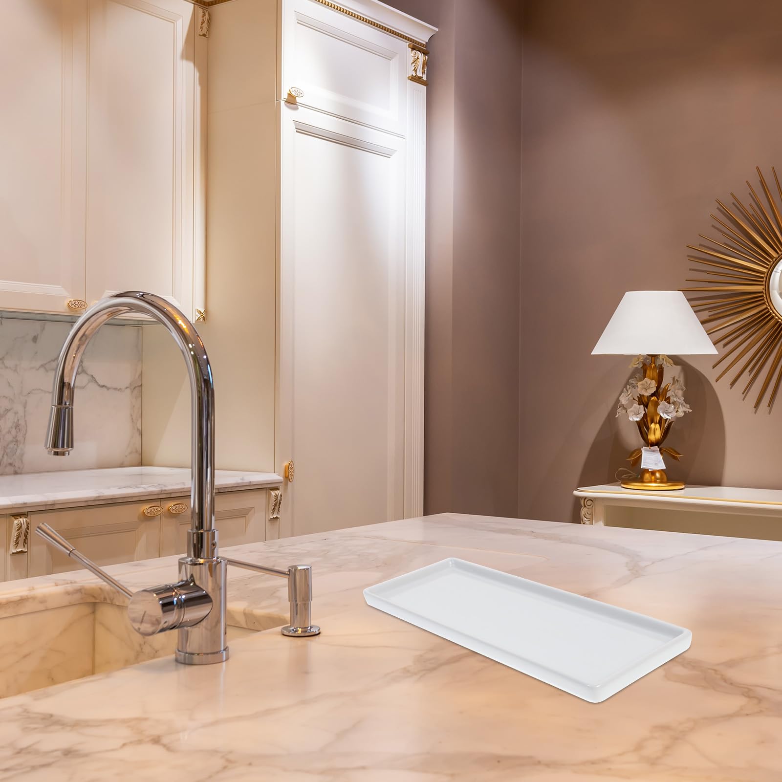 TOPBATHY Porcelain Bathroom Storage Tray - Large White Vanity Tray for Jewelry, Rings, Soap, Candles & Plants | Perfect for Countertop Organization, Bathroom Decor & Gift Giving