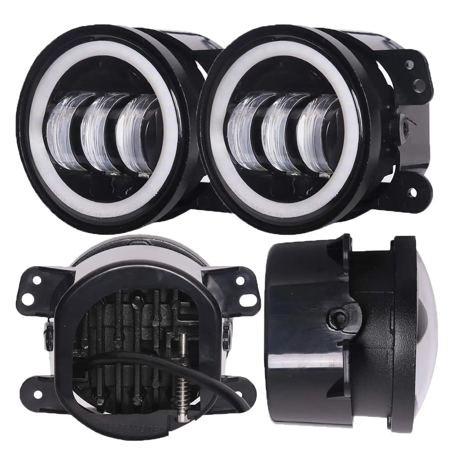 7 Inch Halo LED Headlights + 4 Inch Halo LED Fog Lights + 4D LED Tail Lights Kit for Jeep Wrangler JK (2007-2018) - Off-Road, Night Driving & Adventure Lighting Upgrade