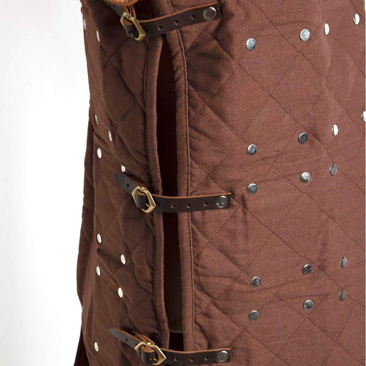 Medieval Brown Cotton Brigandine with 16 Gauge Steel Plates - Adjustable Leather Straps & Brass Buckles | LARP, Cosplay, Renaissance Faire & Historical Reenactment Armor