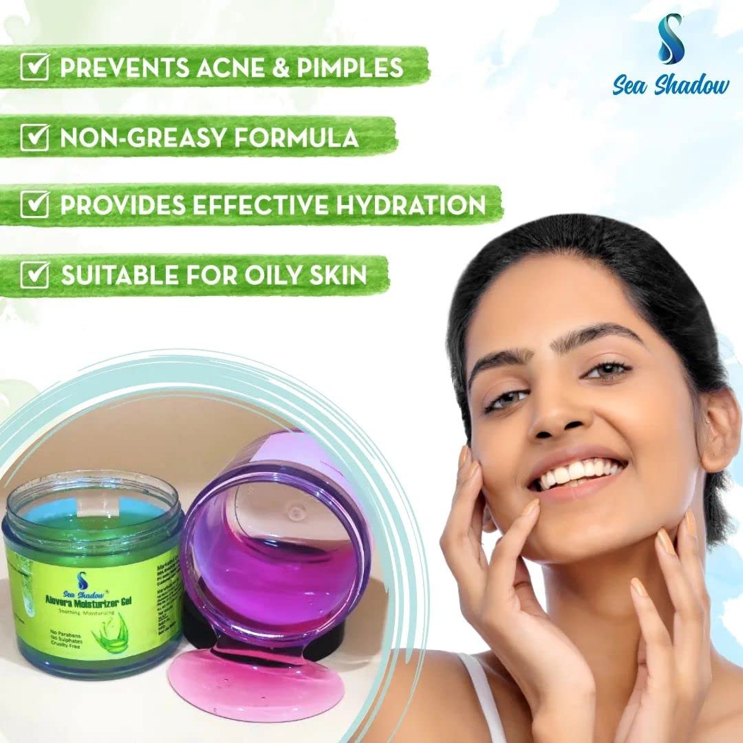 SEA SHADOW Pure Aloe Vera Gel for Face & Body - Hydrating, Moisturizing, Soothing Skin Care Treatment | 100ml Multipurpose Gel for Sunburn Relief, After Shave, Hair Mask & Dry Skin | Perfect for Daily Skincare Routine & Travel