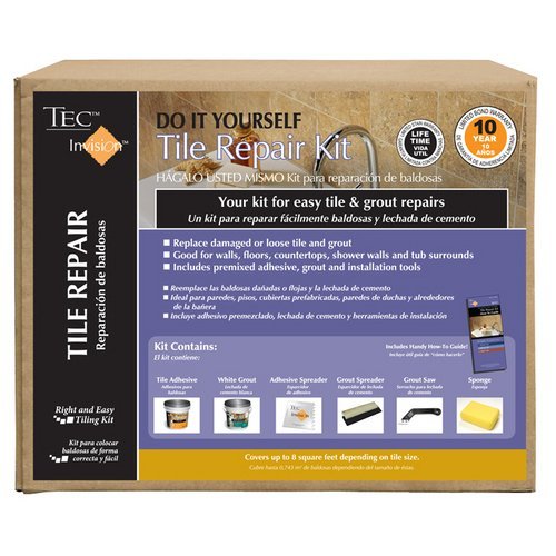5 Lb. White Premixed Tile Repair Kit With Installation Tools - Easy DIY Tile Fix for Bathroom, Kitchen & Floor - Fast Drying & Durable Crack & Grout Repair Solution