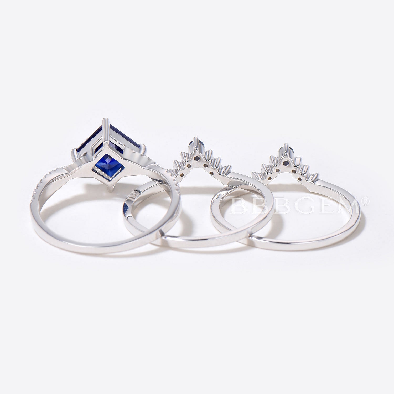 Infinity Twist Sapphire Engagement Ring Set with 3 Diamonds - Elegant Bridal Jewelry for Wedding, Proposal & Anniversary Gifts