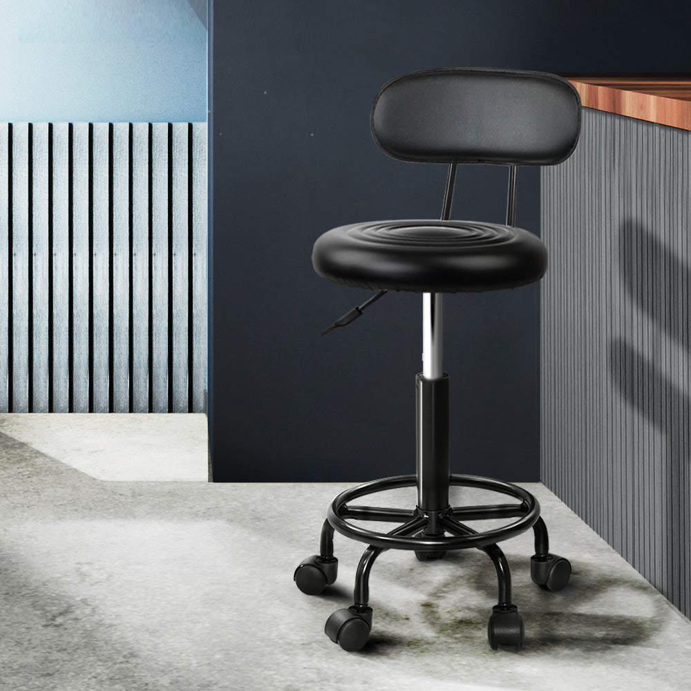 2X Salon Stool with Swivel Backrest & Hydraulic Lift - Adjustable Barber Hairdressing Chair for Salon, Spa & Home Use