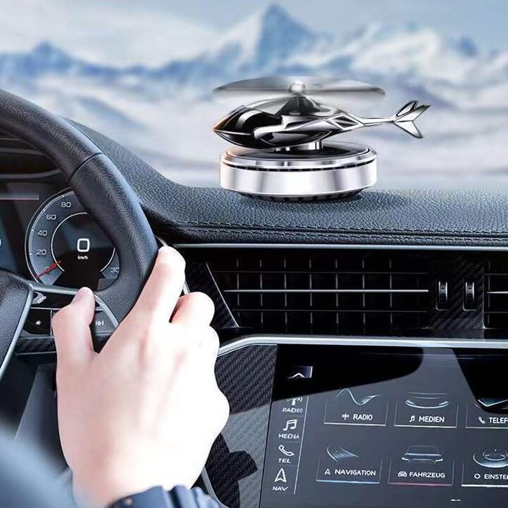 SEADEAR Solar-Powered Rotating Airplane & Helicopter Car Aroma Diffuser - Car Air Freshener & Decorative Ornament for Dashboard, Home, Office - Eliminates Odors with Natural Fragrance | Perfect for Car Interiors, Work Desks & Gift Giving