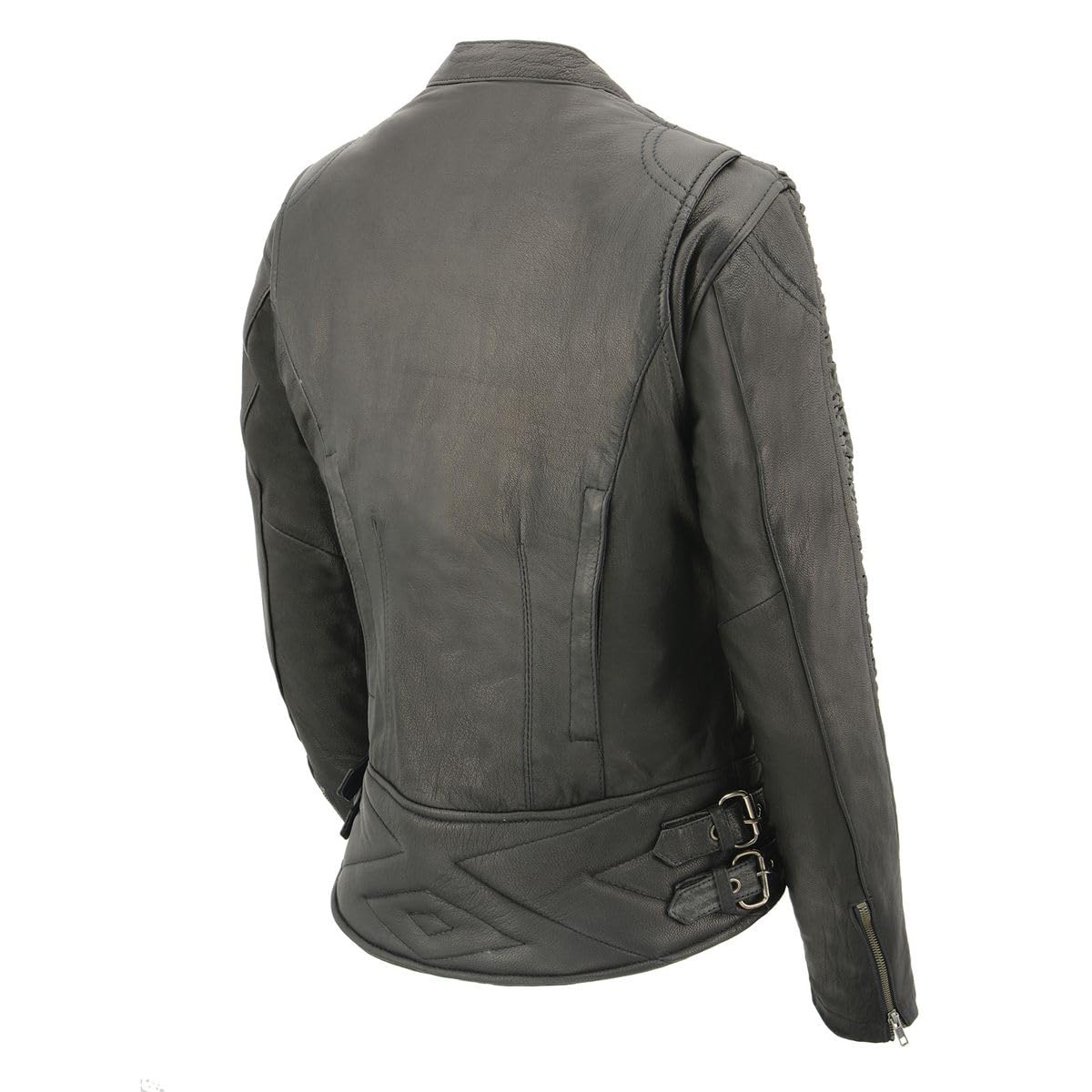 Milwaukee Leather MLL2571 Women's Black Crinkled Arm Lightweight Racer Jacket - Stylish Motorcycle & Casual Wear for Women