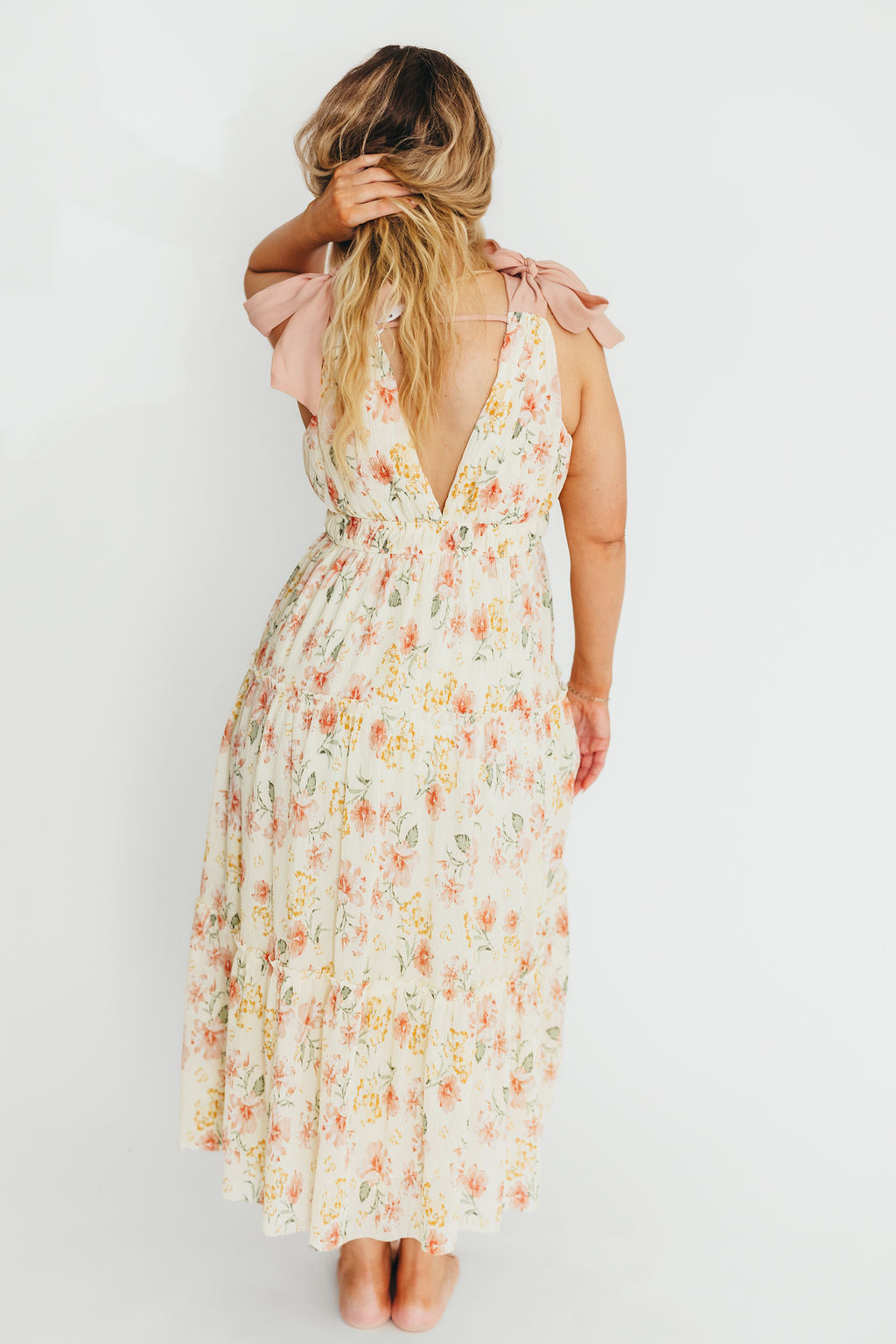 Ambrose Maxi Dress in Cream Coral Floral Print - Elegant Summer Beach Dress for Women, Perfect for Vacations, Weddings & Outdoor Parties