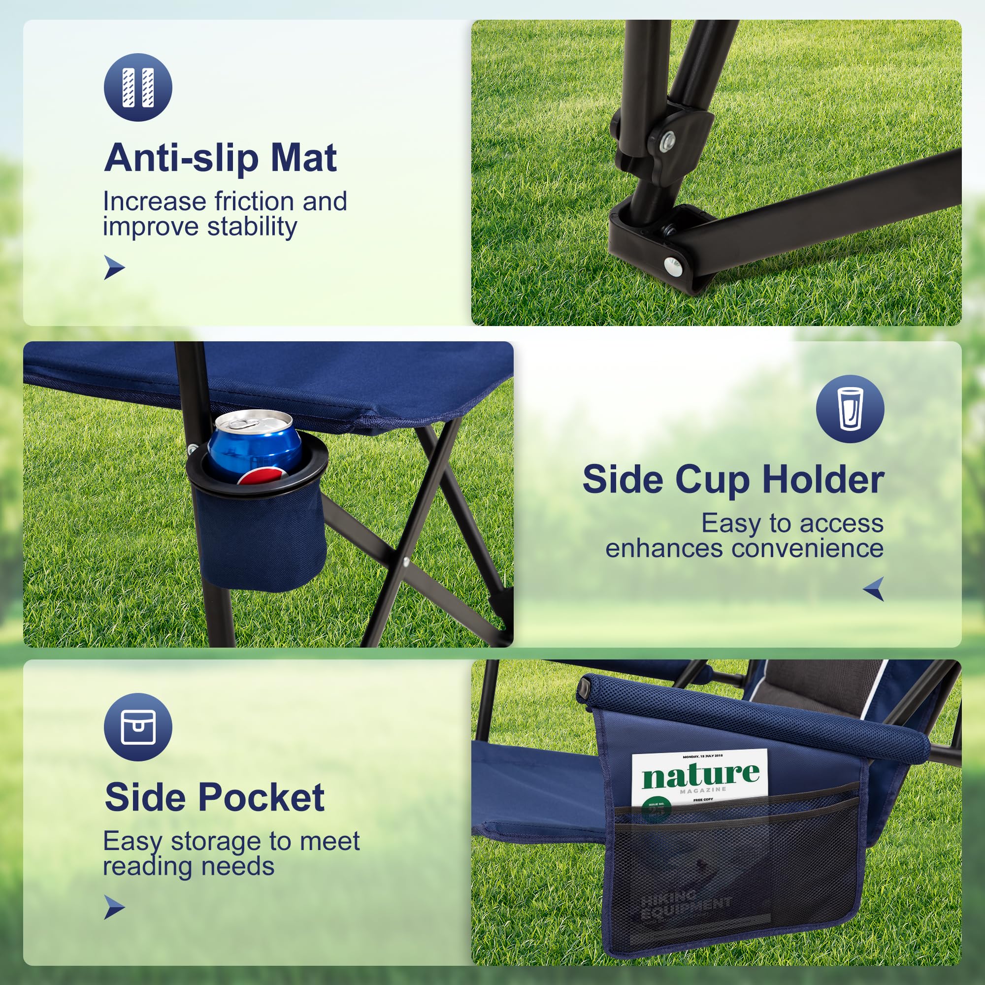 **LET'S CAMP Oversized Heavy Duty Camping Chairs - 29.52