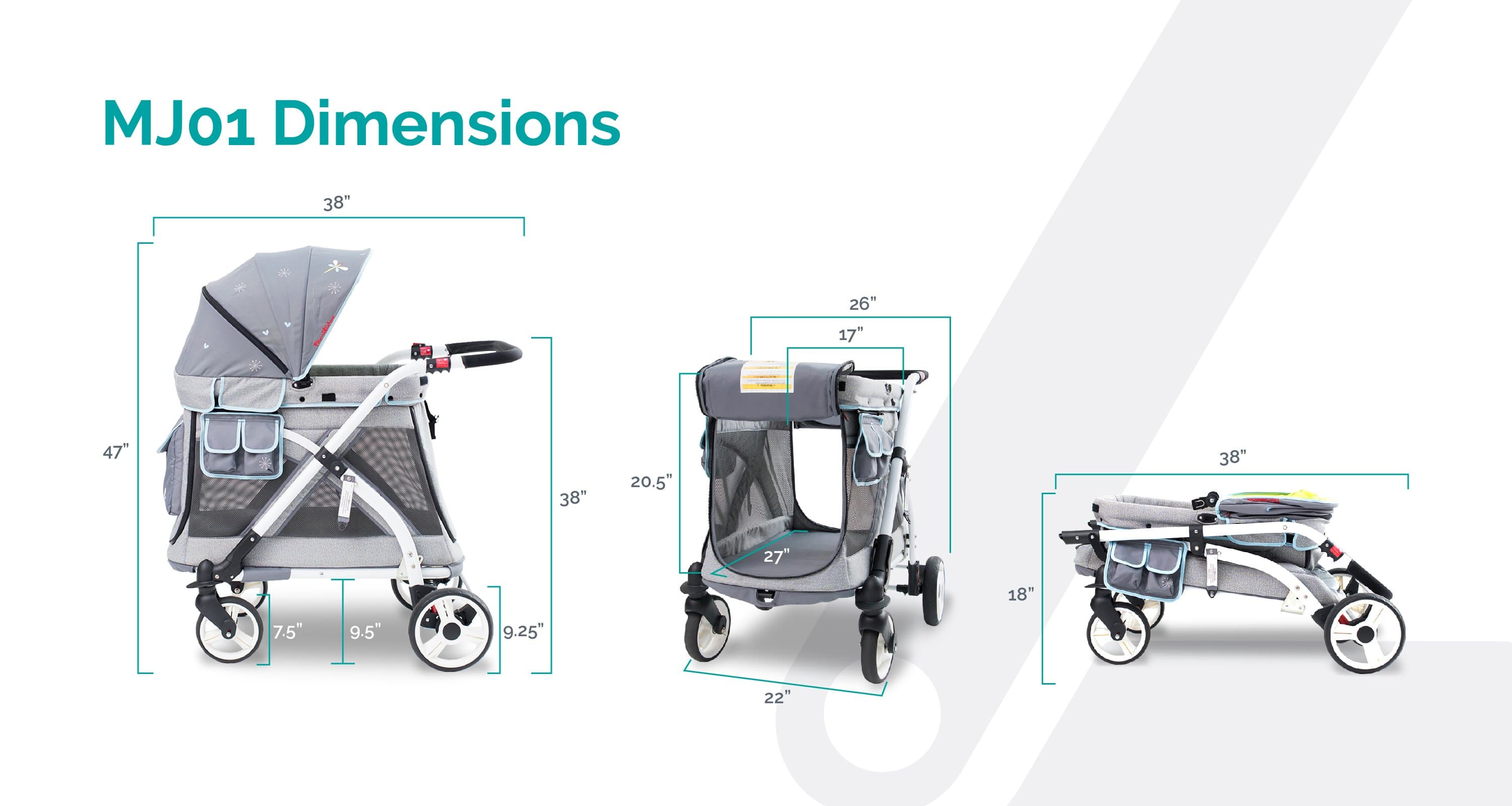Wonderfold Wagon MJ01 Compact Single Stroller Wagon - Lightweight 1-Seater Baby Stroller & Utility Cart for Toddlers - Perfect for Park Outings, Beach Trips, and Shopping