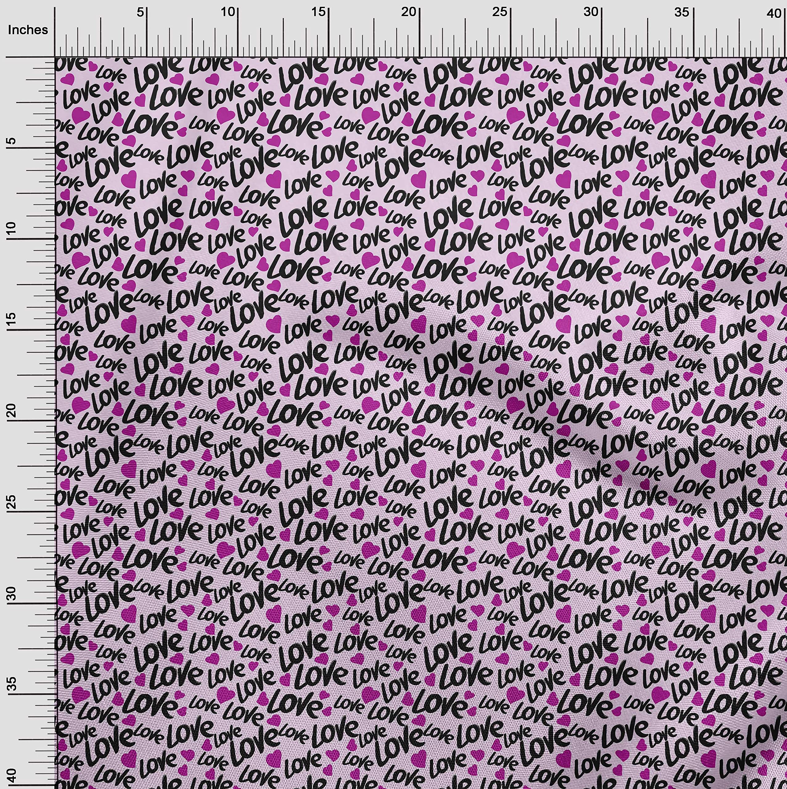oneOone Viscose Jersey Pink Valentine Love Heart Print Fabric - 60 Inch Wide by The Yard | Soft Dress Material for DIY Valentine's Day Outfits, Romantic Dresses & Craft Projects