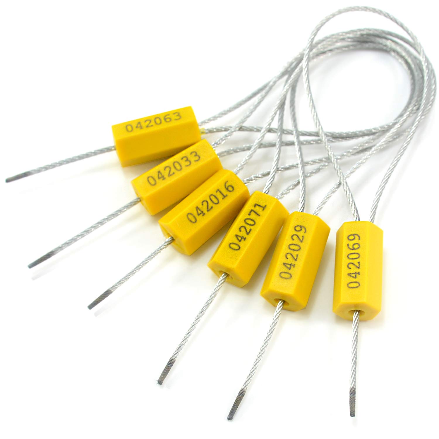 Leadseals 500-Piece Anti-Tamper Security Cable Seals - Disposable Self-Locking Shipping Tags with Numbered Identification (Yellow) | Ideal for Cargo Containers, Trucking, Logistics & Warehouse Security