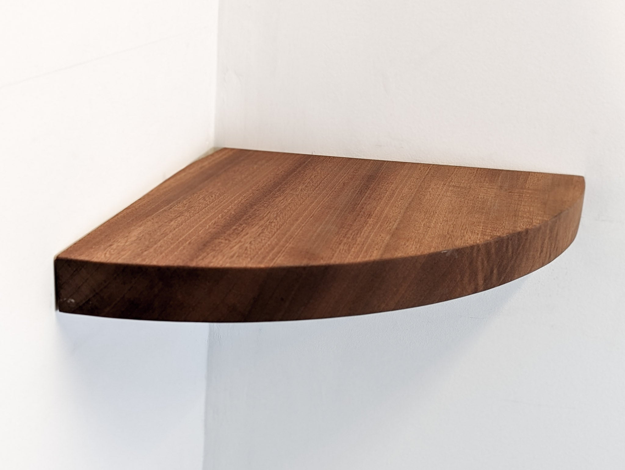 Floating Corner Shelf with Round Edge - Solid Oak Wall Mounted Shelf for Bathroom, Kitchen, or Living Room Storage & Decor