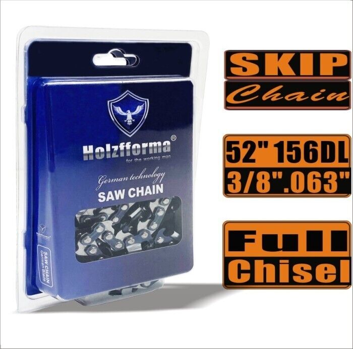 Holzfforma® 52-Inch Skip Chain Full Chisel Chainsaw - .3/8'' .063'' 156DL for Professional Logging & Tree Cutting | Heavy-Duty Forestry & Landscaping Use