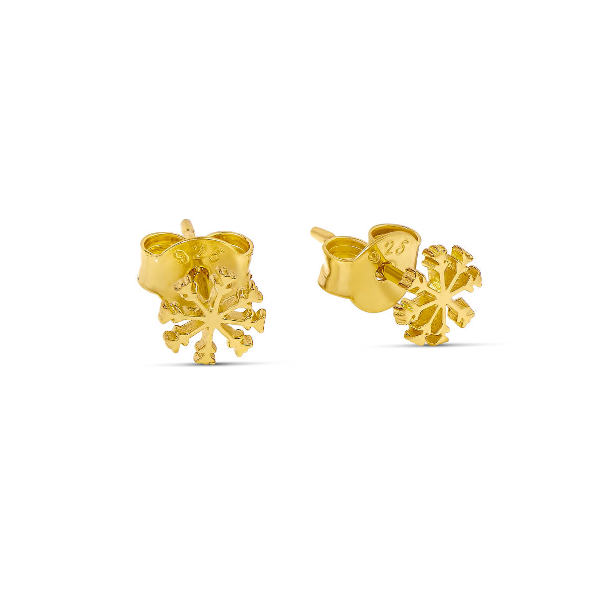 Baby Snowflake Stud Earrings - 14K Gold Plated Dainty Earrings for Girls & Women - Perfect for Christmas, Winter Holidays & Special Occasions