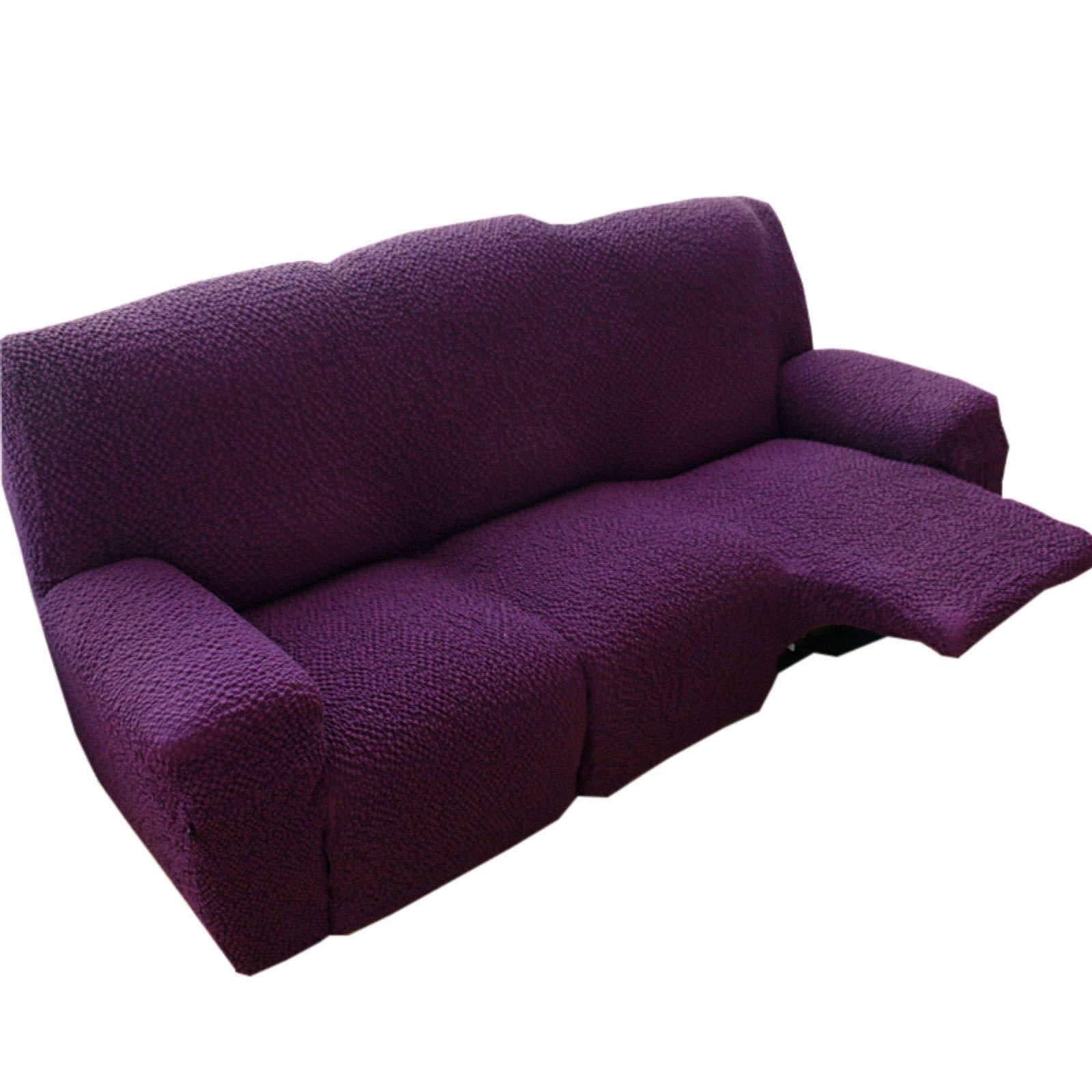 ZHFEL Stretch Recliner Sofa Slipcover - High Elastic Reclining Sofa Cover for 1/2/3 Cushion Couches | Non-Slip Luxury Furniture Protector (82-94 inch, Purple) | Perfect for Living Room, Home Theater & Family Gatherings
