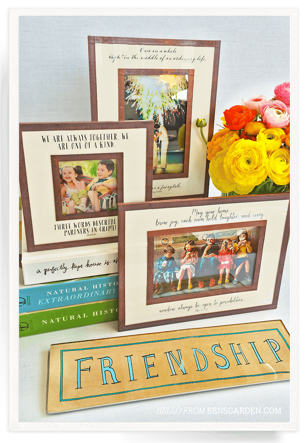 Friendship Handwriting Decoupage Glass Tray - Elegant Serving Tray for Tea, Coffee, Breakfast, or Home Decor