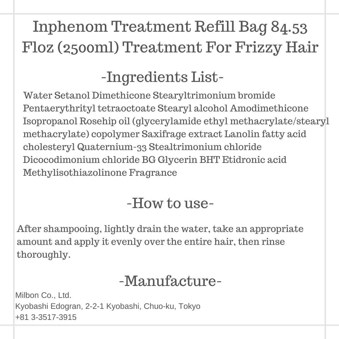 Japanese Hair Treatment Refill Bag 84.5 Fl Oz (2500ml) - Anti-Frizz Smoothing Solution for Dry, Damaged Hair | At-Home Salon Quality Care