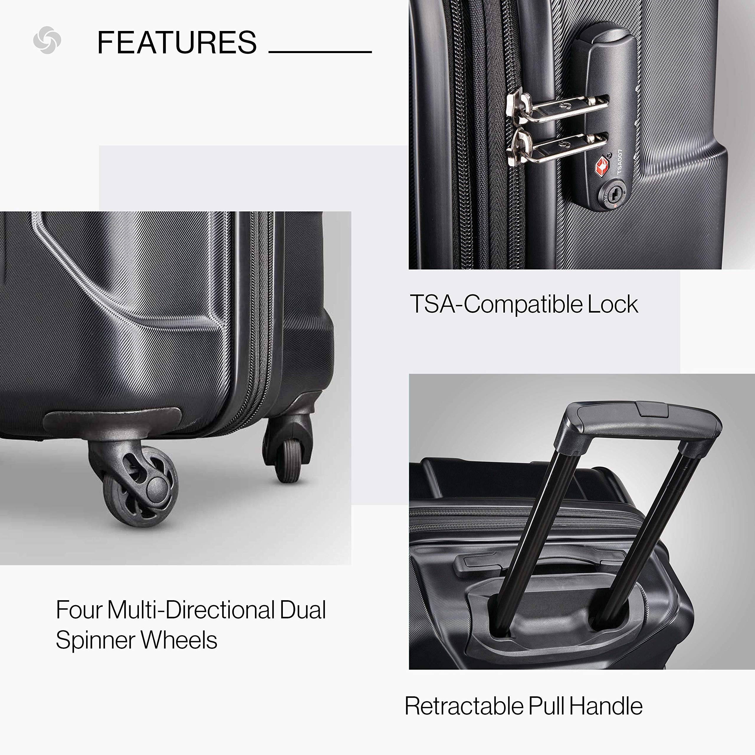 Samsonite Centric 20-Inch Expandable Hardside Spinner Carry-On Luggage - Lightweight & Durable Suitcase for Travel, Business Trips & Weekend Getaways (Black)