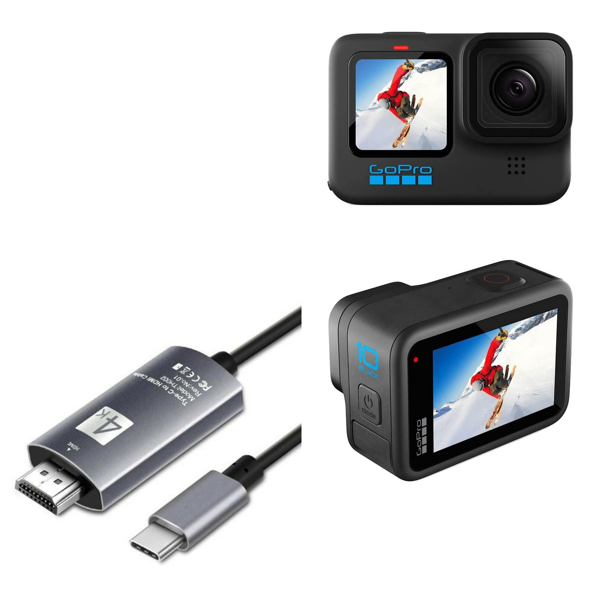GoPro Hero10 USB Type-C to HDMI Cable (6 ft) - SmartDisplay Cable Compatible with GoPro Hero10 - Jet Black - Perfect for Live Streaming & TV Playback
