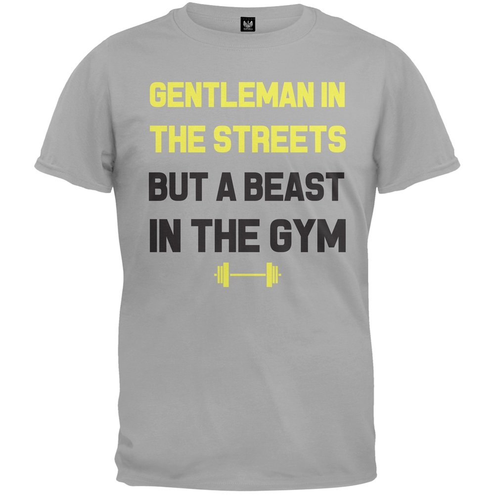 Beast in The Gym Workout T-Shirt for Men - Grey Large Size | Gym Training, Weightlifting & Fitness Apparel