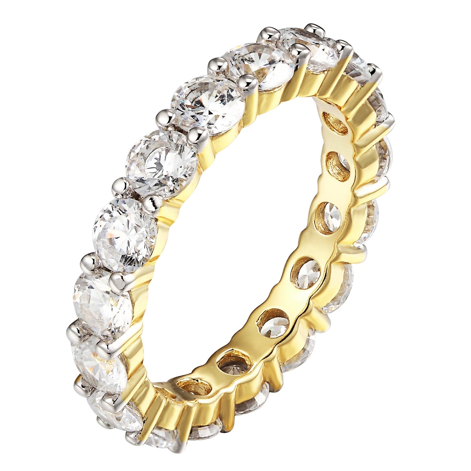 14K Gold Solitaire Eternity Wedding Band - Sterling Silver Engagement Ring for Women | Perfect for Proposals, Anniversaries & Special Occasions