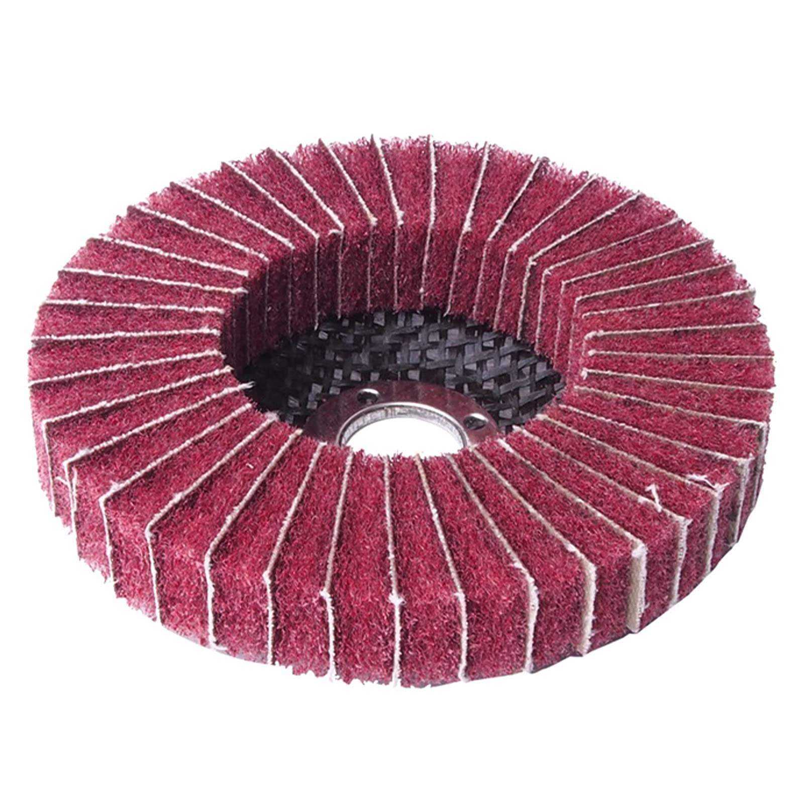 4 Inch Red Nylon Fiber Flap Wheels - 5 Pack Angle Grinder Polishing Discs for Metal, Wood & Stone - Heavy Duty Buffing, Grinding & Scouring Pads for DIY Projects & Professional Workshop Use